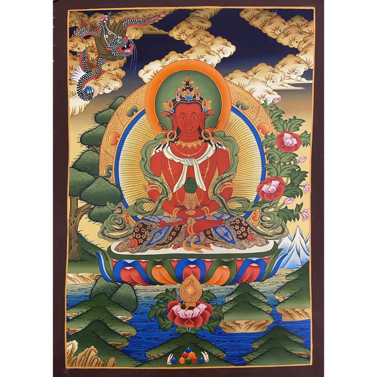 Amitayus Buddha Tibetan Thangka Painting– Art Of Tibet