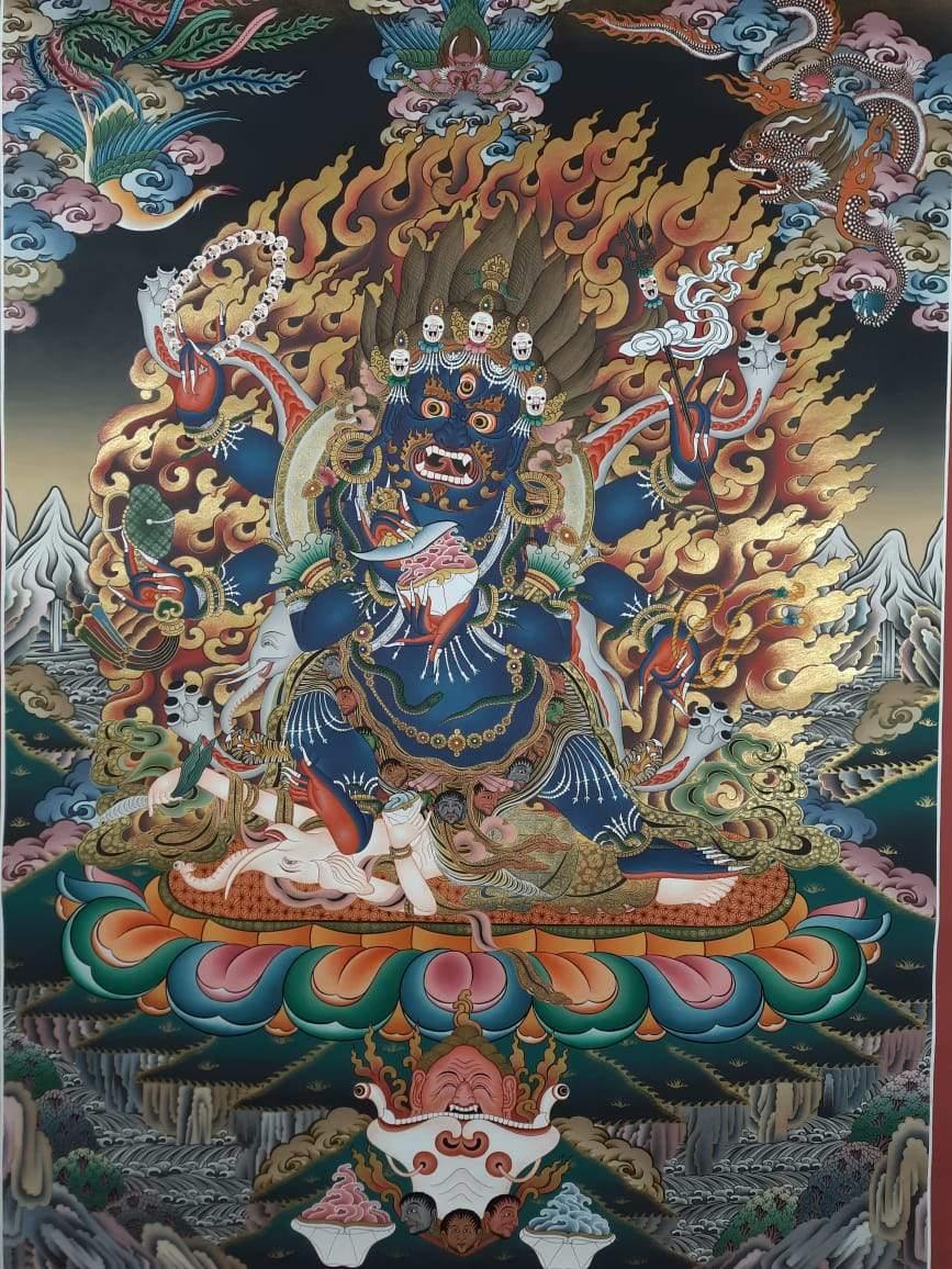 Art Of Tibet - Six Armed Mahakala Thangka Painting