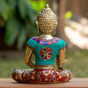 Medicine Buddha Pure Bronze Statue with Coral, Malachite,Lapis and More Stone Inlaid