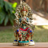 Maiterya Buddha Pure Bronze Statue with Coral, Malachite and Lapis Stone Inlaid