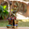 Maiterya Buddha Pure Bronze Statue with Coral, Malachite and Lapis Stone Inlaid