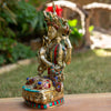 Chenrezig Buddha Pure Bronze Statue with Coral, Turquoise and Lapis Stone Inlaid