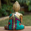 Amoghasiddhi Blessing Buddha Pure Bronze Statue with Coral, Turquoise and Lapis Stone Inlaid