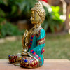 Amoghasiddhi Blessing Buddha Pure Bronze Statue with Coral, Turquoise and Lapis Stone Inlaid