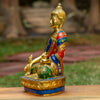 Medicine Buddha Pure Bronze Statue with Coral, Malachite,Lapis and More Stone Inlaid