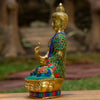 Amoghasiddhi Blessing Buddha Pure Bronze Statue with Coral, Malachite and Lapis Stone Inlaid