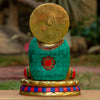 Amoghasiddhi Blessing Buddha Pure Bronze Statue with Coral, Turquoise and Lapis Stone Inlaid