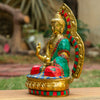 Amoghasiddhi Blessing Buddha Pure Bronze Statue with Coral, Turquoise and Lapis Stone Inlaid