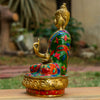 Amoghasiddhi Blessing Buddha Pure Bronze Statue with Coral, Malachite and Lapis Stone Inlaid