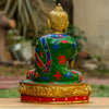 Amoghasiddhi Blessing Buddha Pure Bronze Statue with Coral, Malachite and Lapis Stone Inlaid