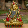 Jambhala God Of Wealth Pure Bronze Statue with Coral, Malachite and Lapis Stone Inlaid