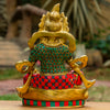 Jambhala God Of Wealth Pure Bronze Statue with Coral, Malachite and Lapis Stone Inlaid