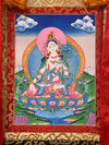 White Tara Thangka - Silk Framed