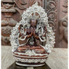 Chenrezig with Throne Pure Copper and Silver Plated Statue