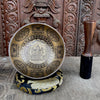 Chenrezig with Eight Auspicious Symbols Carved Singing Bowl