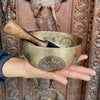 Chenrezig with Eight Auspicious Symbols Carved Singing Bowl