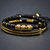 Matt Black Onyx Golden Bracelet Set