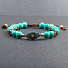 Tibetan Turquoise and OnyxEvil Eye Charm Bracelet