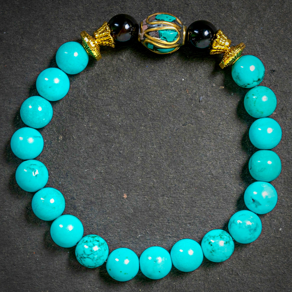  JP_Beads Mens Bracelet Perle Homme 12 mm Turquoise Bracelet  Women Natural Bracelet Chakra Energy Yoga Bracelet Turquoise Meditation  Healt Charms : Arts, Crafts & Sewing